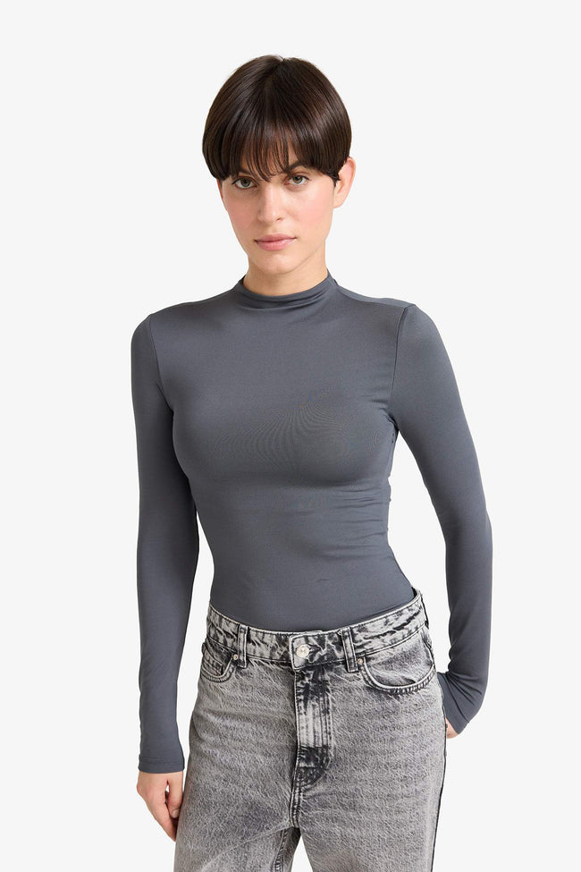 Half Turtleneck Long-Sleeved Snap Button Bodysuit Hover Image
