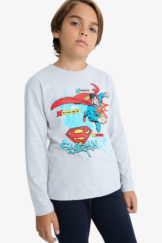 Boys Superman Crew Neck Long Sleeve T-Shirt Hover Image