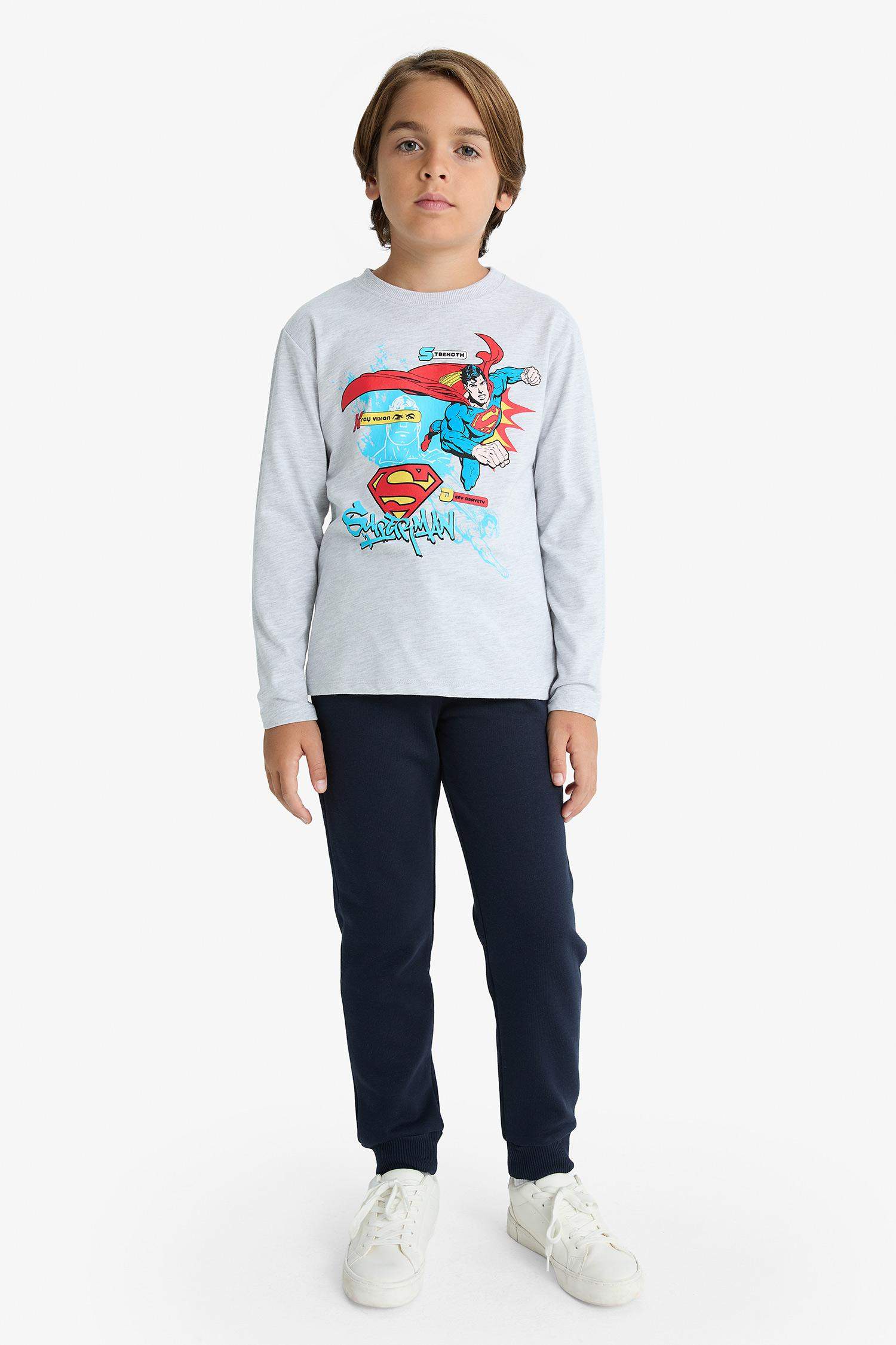 Boys Superman Crew Neck Long Sleeve T-Shirt