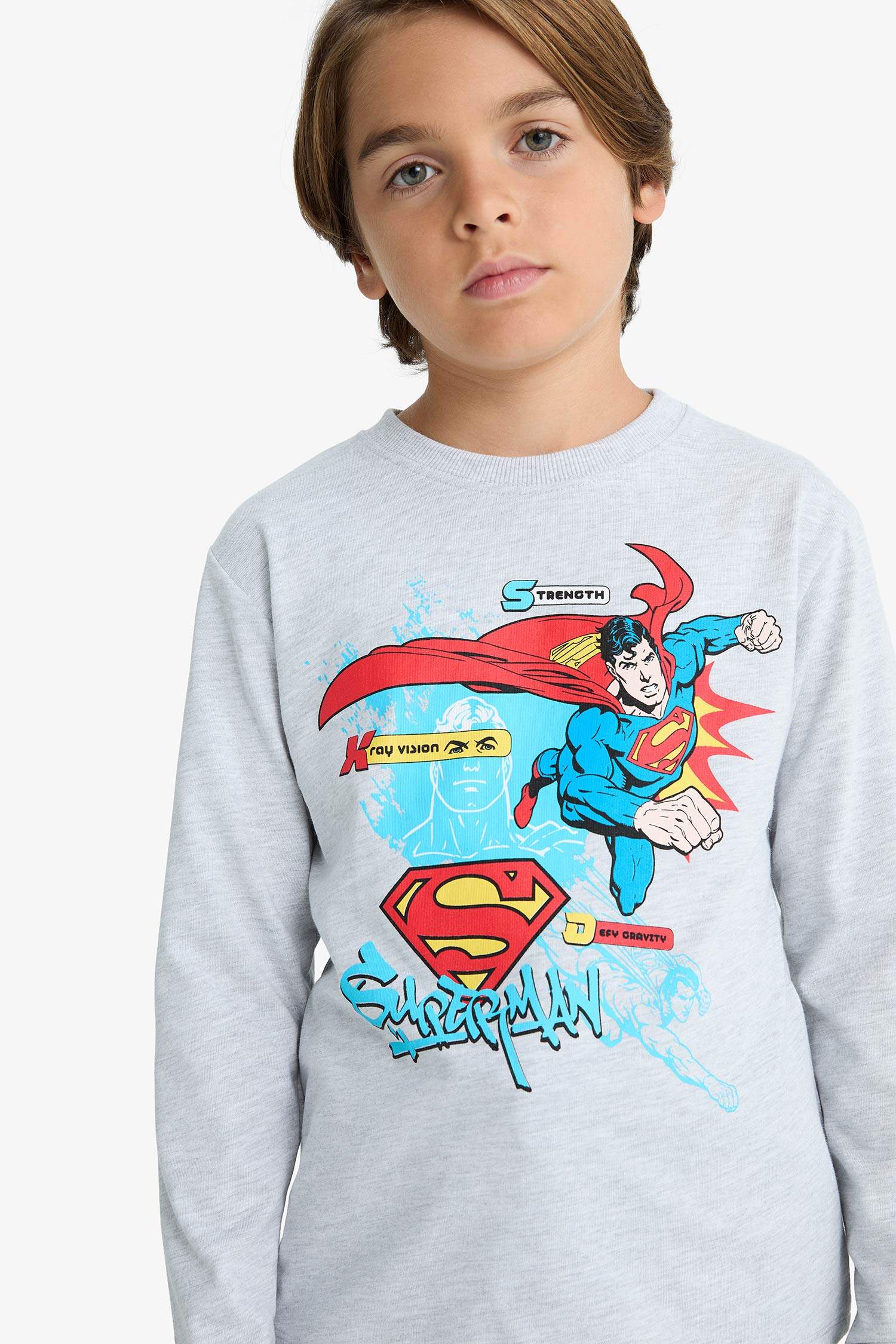 Boys Superman Crew Neck Long Sleeve T-Shirt
