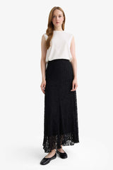 Asymmetrical Lace Maxi Skirt