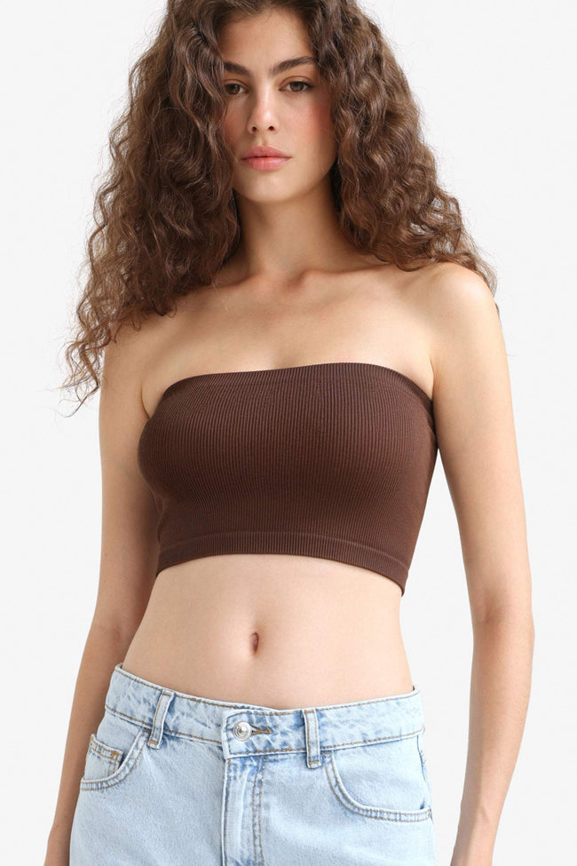 Fitted Seamless Strapless Blouse Hover Image