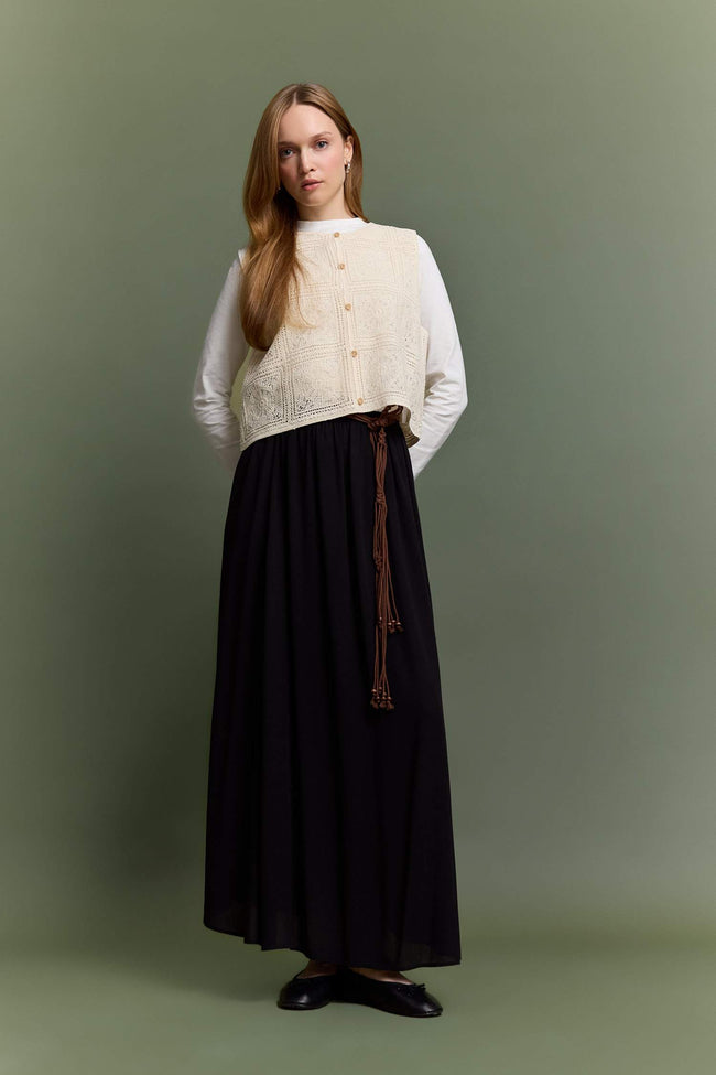 A Cut Crinkle Viscose Maxi Skirt Hover Image