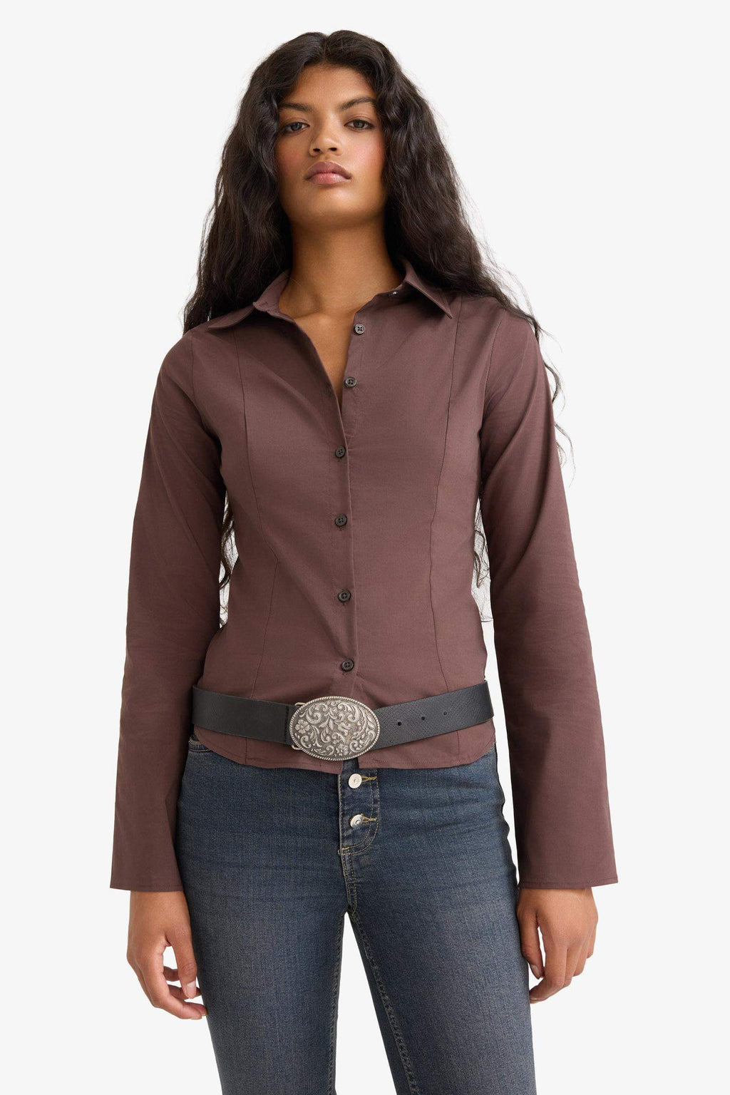 Fitted Poplin Long-Sleeve Shirt