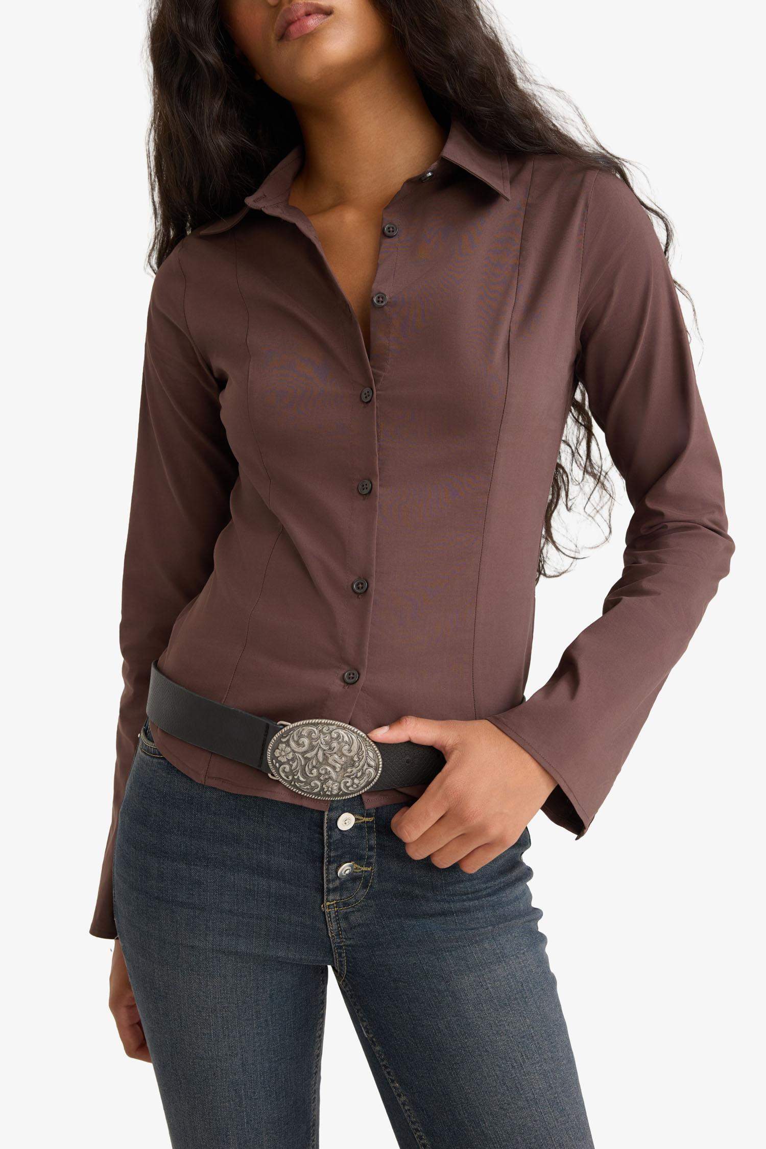Fitted Poplin Long-Sleeve Shirt