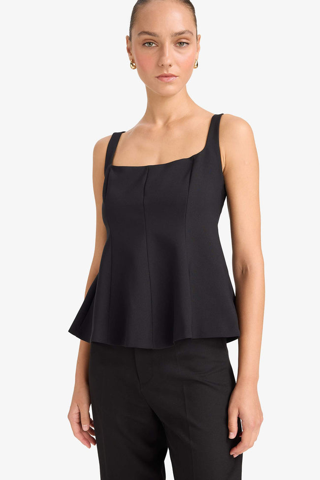 Fitted Square Neck Strappy Blouse Hover Image