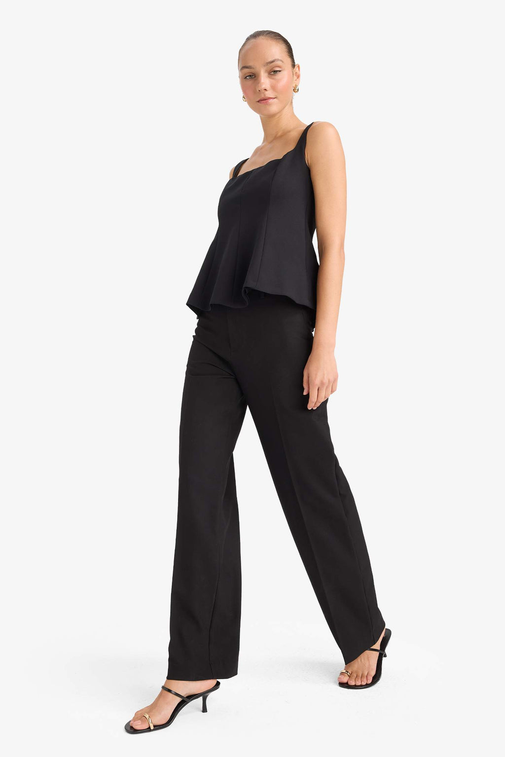 Fitted Square Neck Strappy Blouse