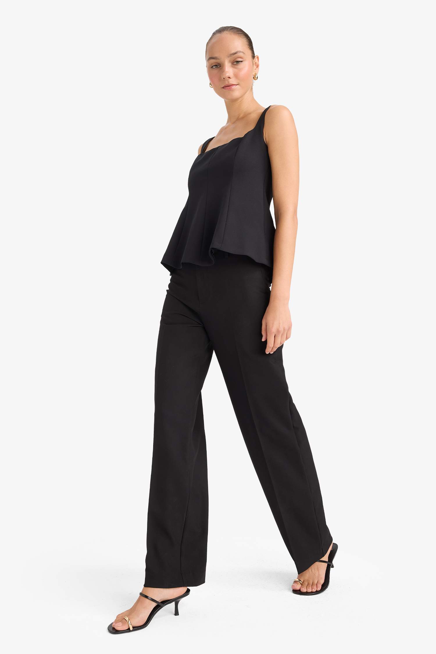 Fitted Square Neck Strappy Blouse