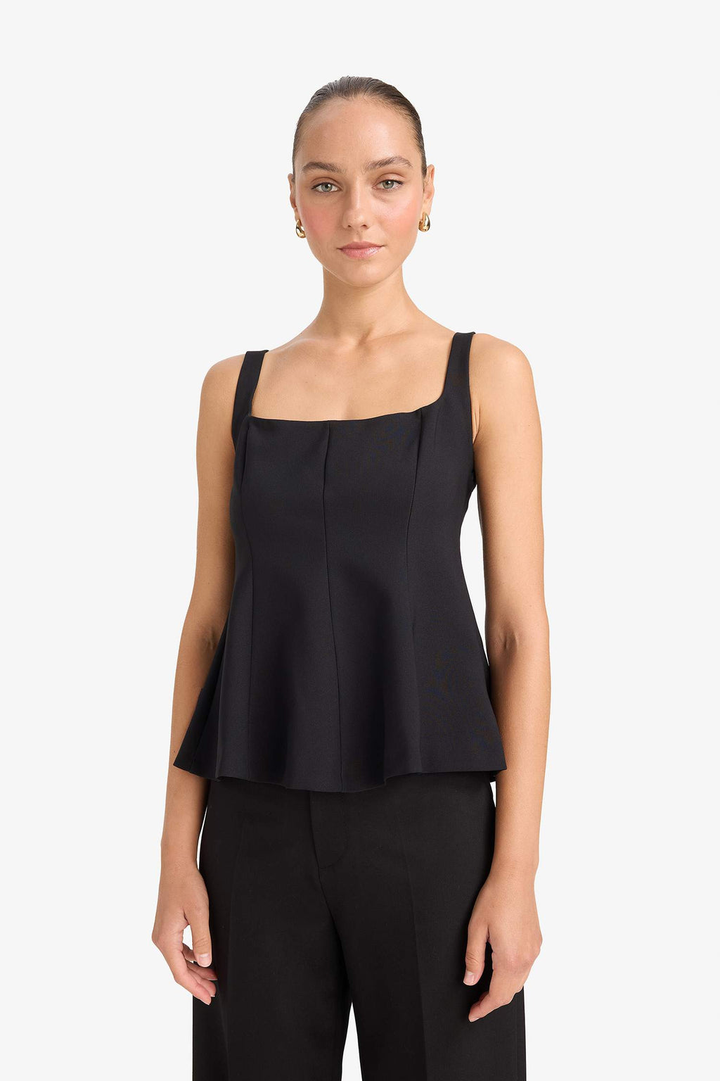 Fitted Square Neck Strappy Blouse