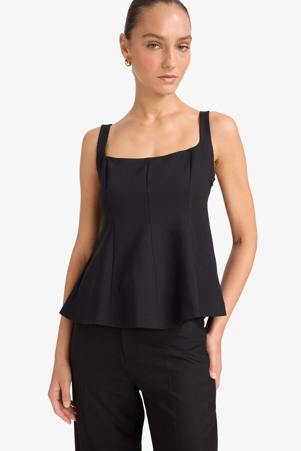 Fitted Square Neck Strappy Blouse