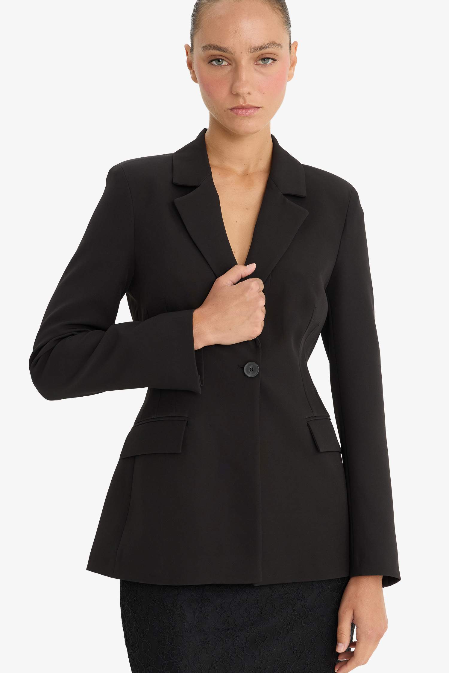 Regular Fit Buttoned Blazer Jacket