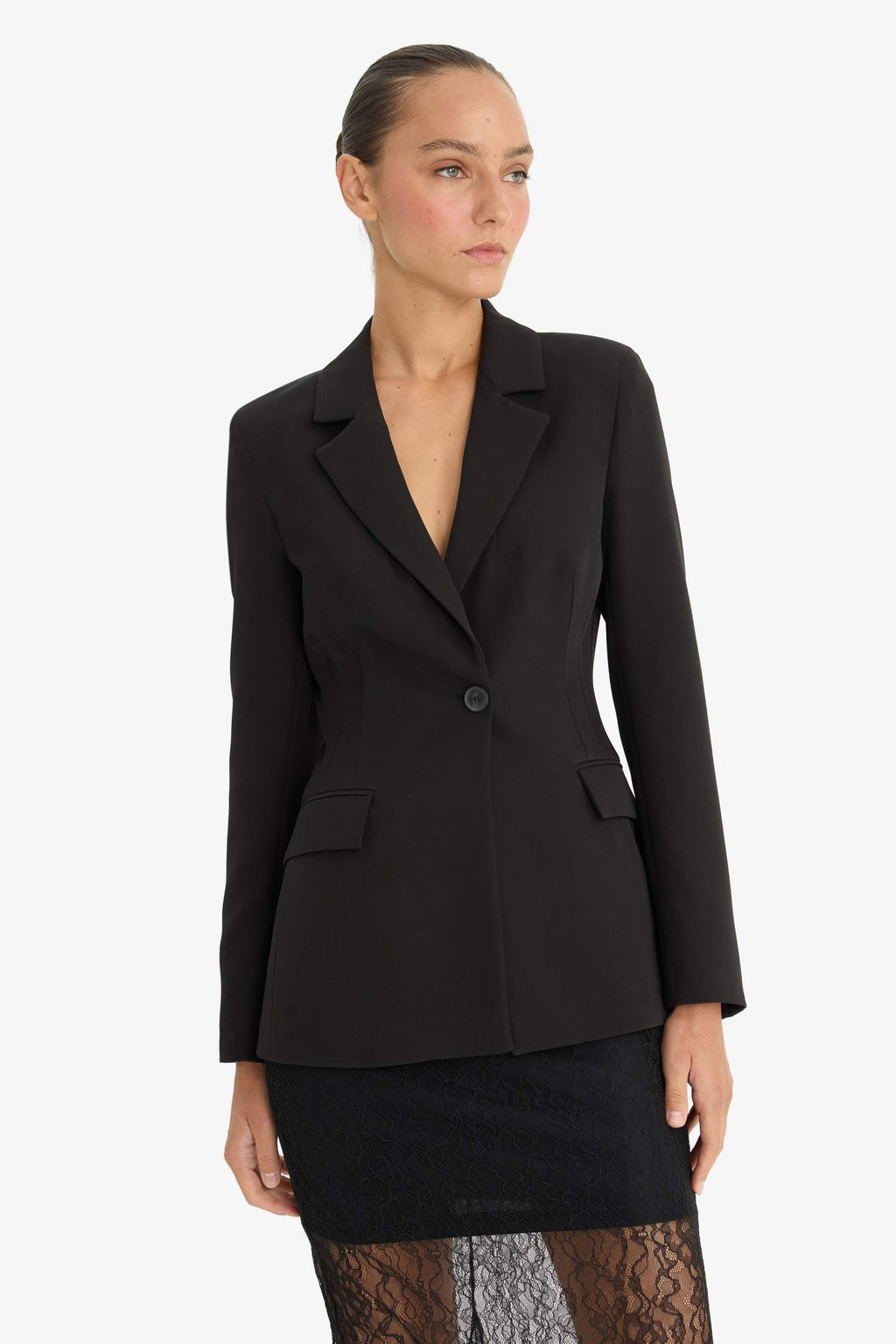 Regular Fit Buttoned Blazer Jacket