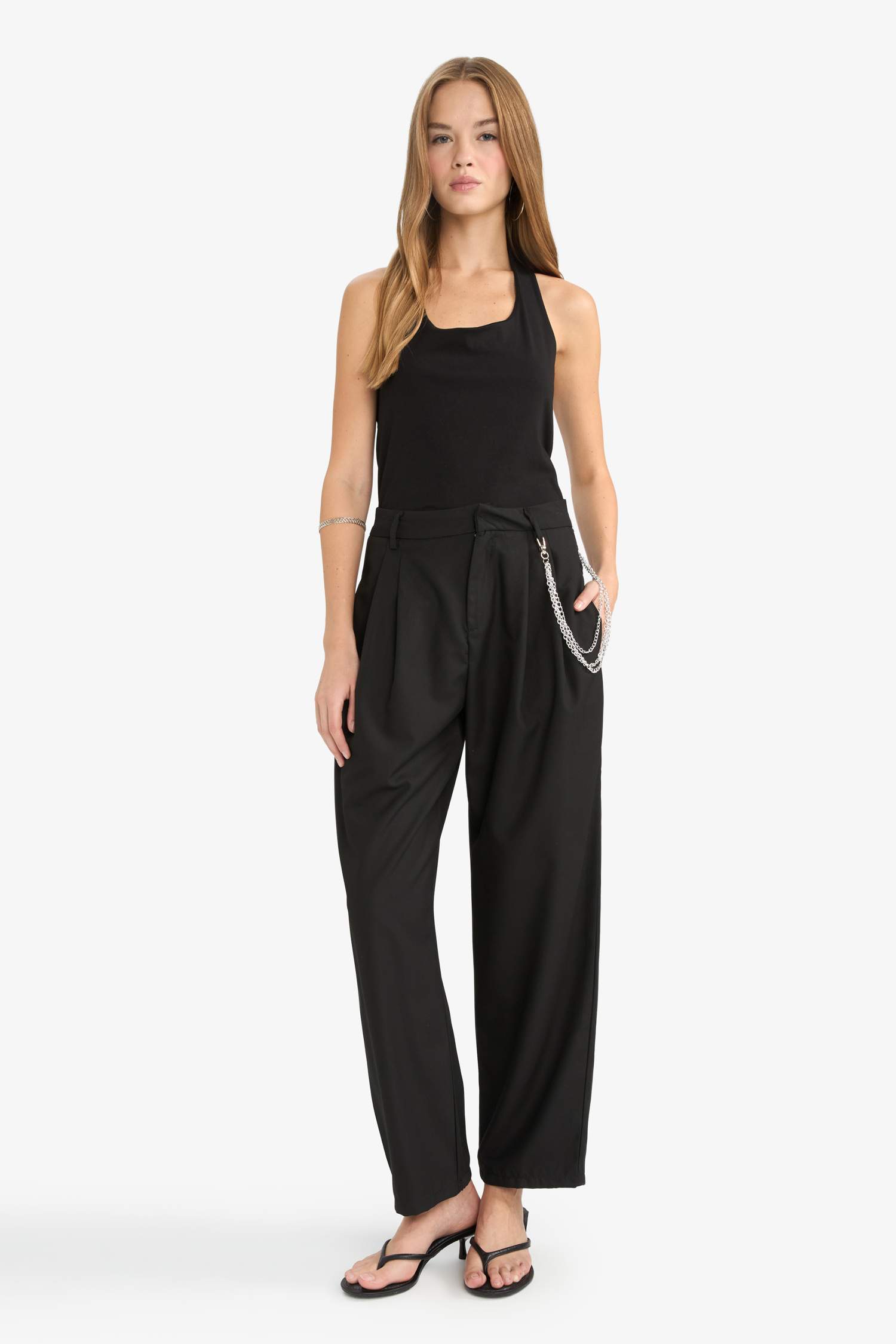 Baggy Fit Double Pocket Normal Waist Standard Length Trousers
