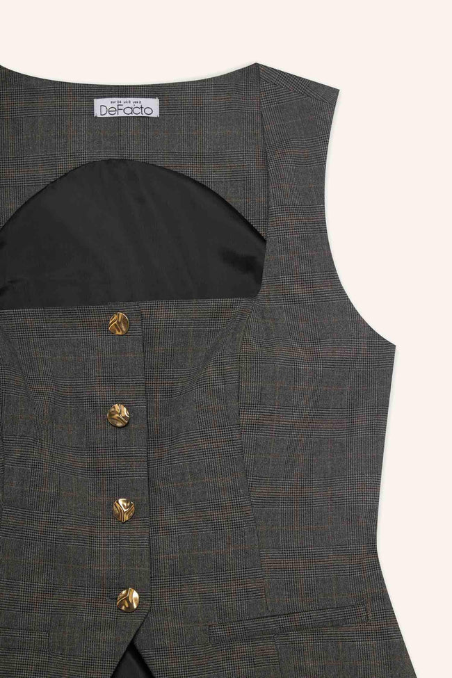 Slim Fit Square Collar Vest Main Image