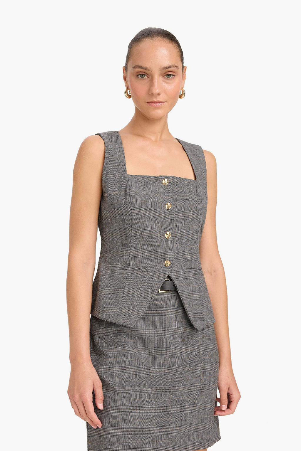 Slim Fit Square Collar Vest