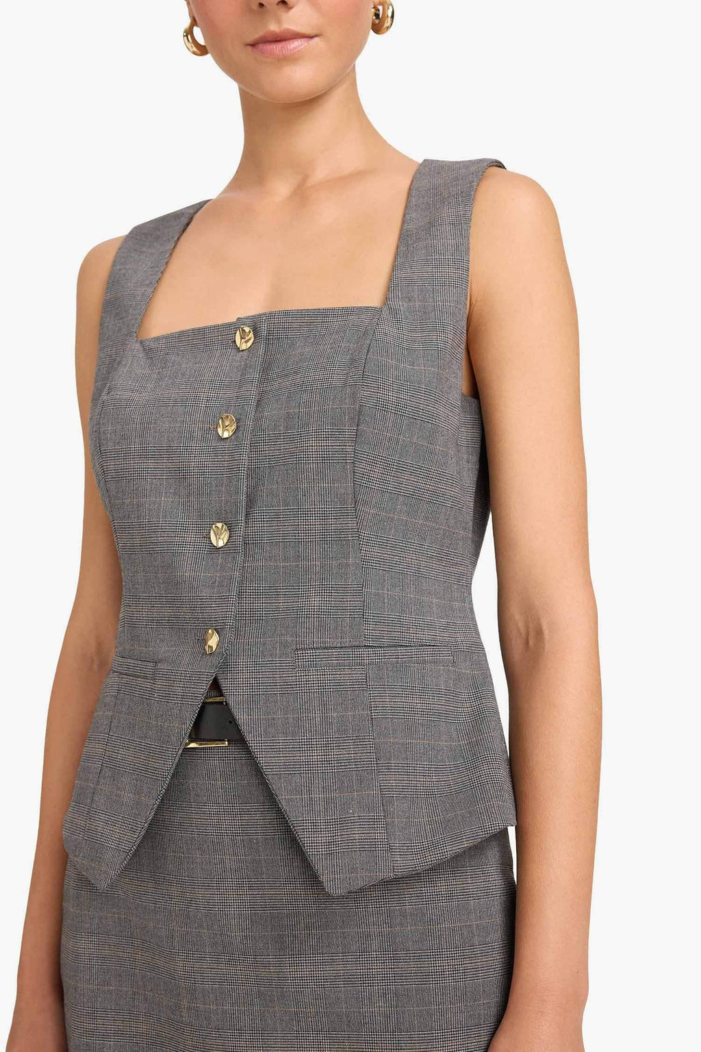 Slim Fit Square Collar Vest