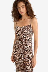 Bodycon Leopard Print Strappy Maxi Dress