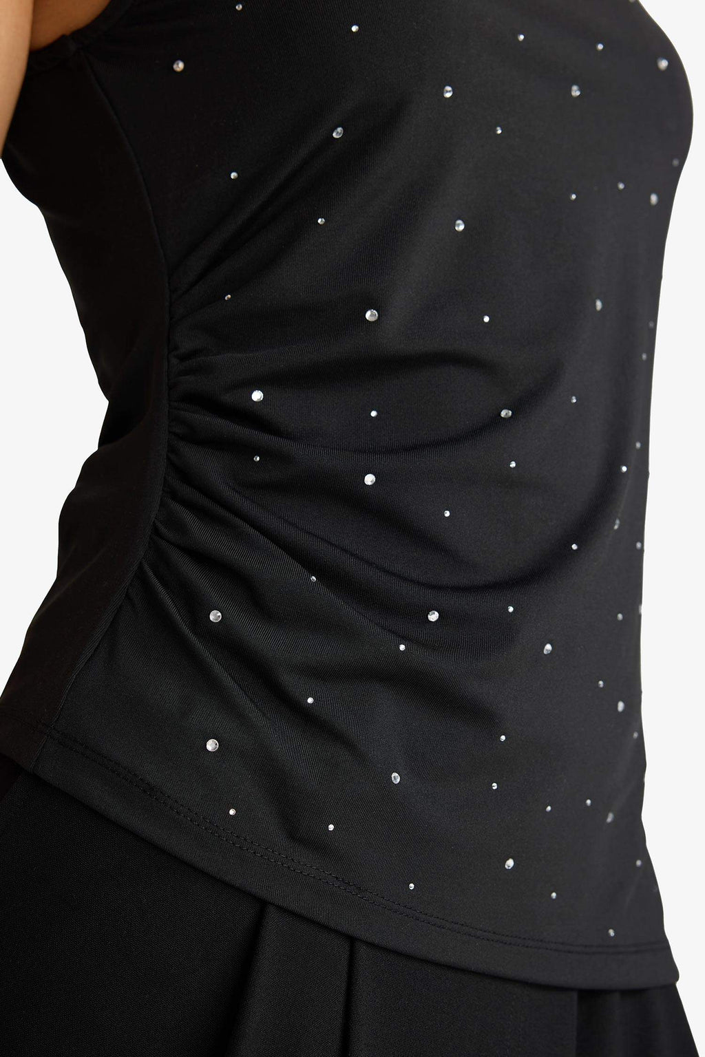 Asymmetrical Square Neck Polka Dot Sleeveless Blouse