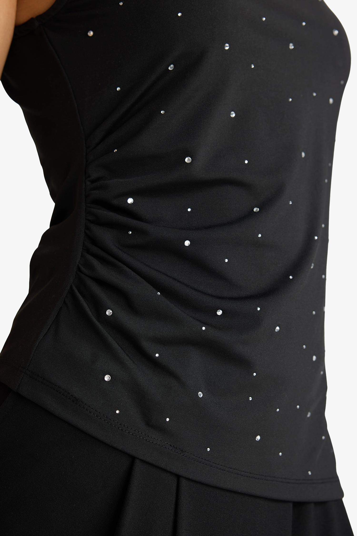 Asymmetrical Square Neck Polka Dot Sleeveless Blouse