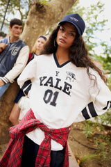 Yale University Regular Fit V-Neck Long Sleeve T-Shirt