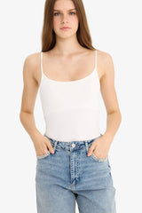 Thin Strap Basic Plain Snap Bodysuit
