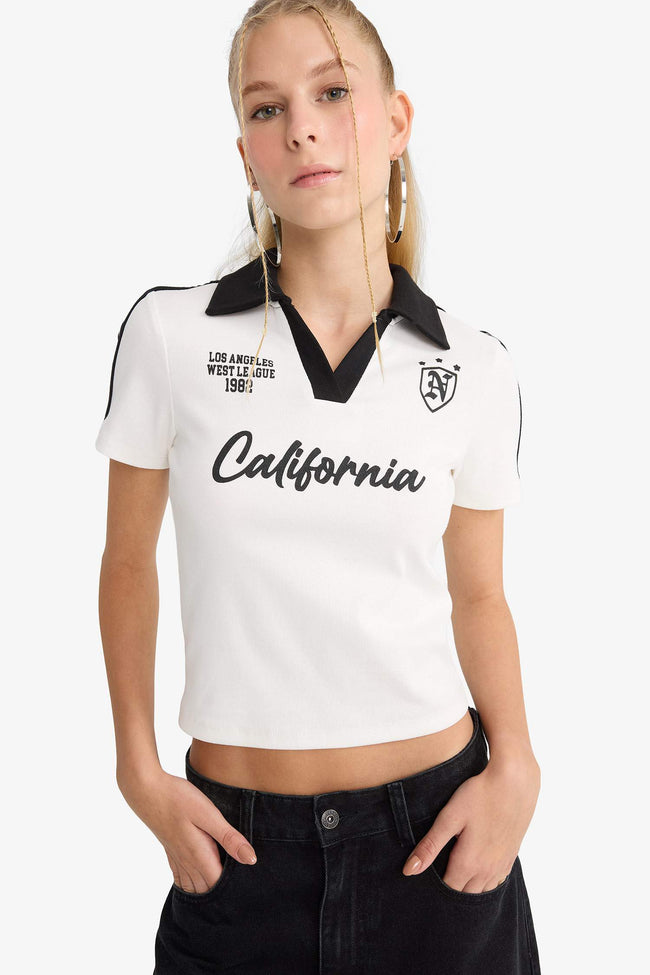 Cool Fitted Printed Rib Short Sleeve T-Shirt Hover Image