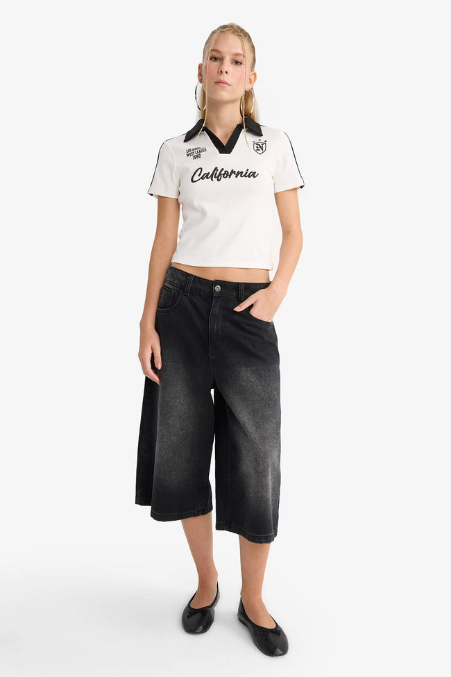 Cool Fitted Printed Rib Short Sleeve T-Shirt Main Image