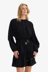 Crew Neck Long Sleeve Mini Dress