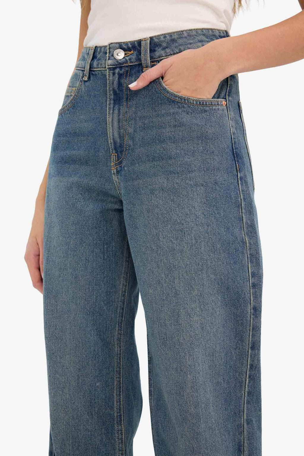 Straight Wide High Waist Wide Leg Jeans Snow Wash Pants