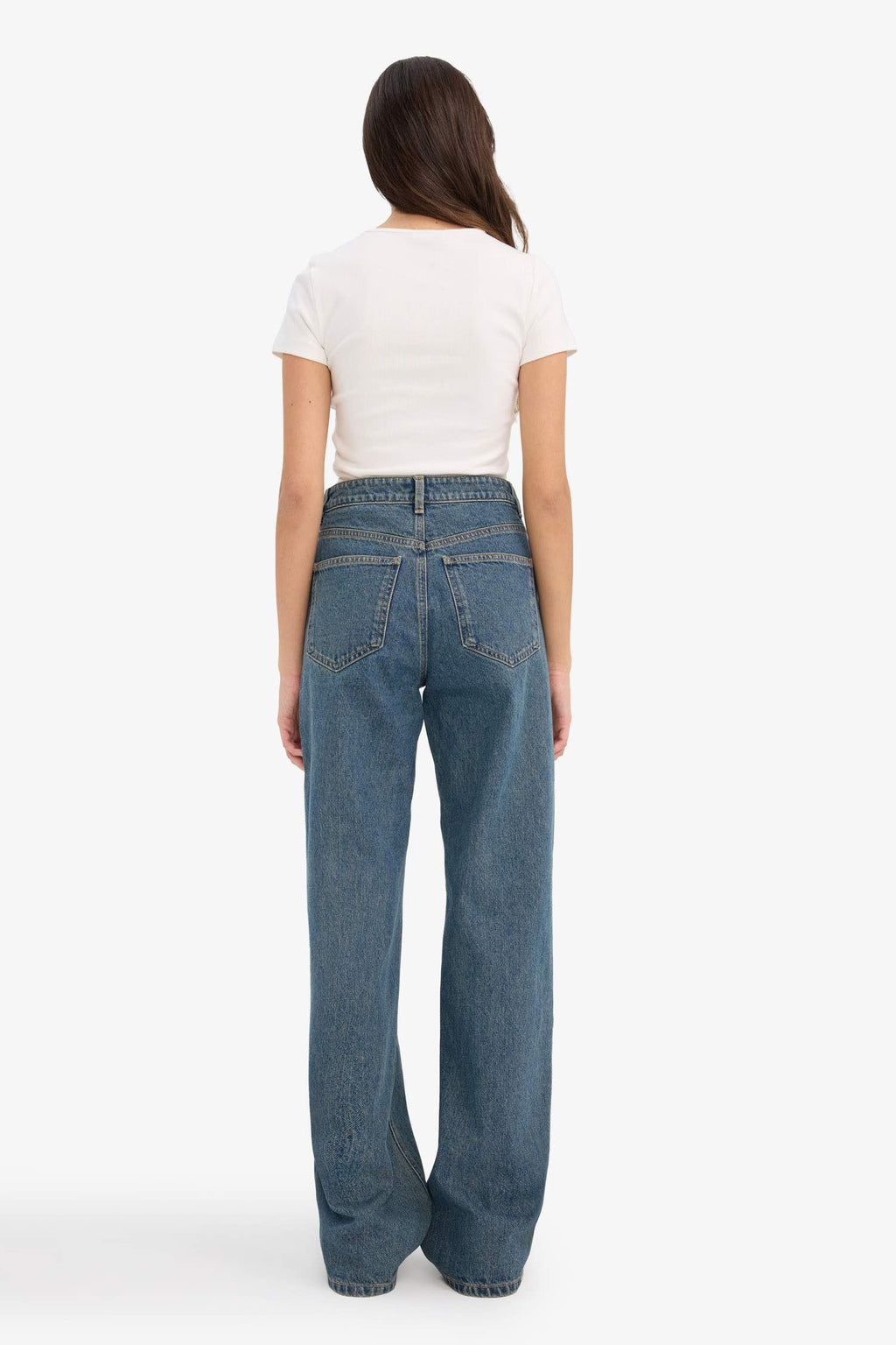 Straight Wide High Waist Wide Leg Jeans Snow Wash Pants