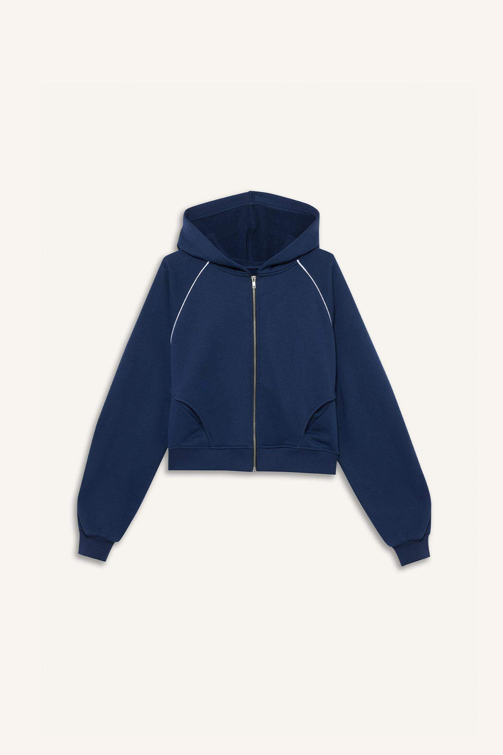 Loose Fit Hooded Zippered Sweatshirt
