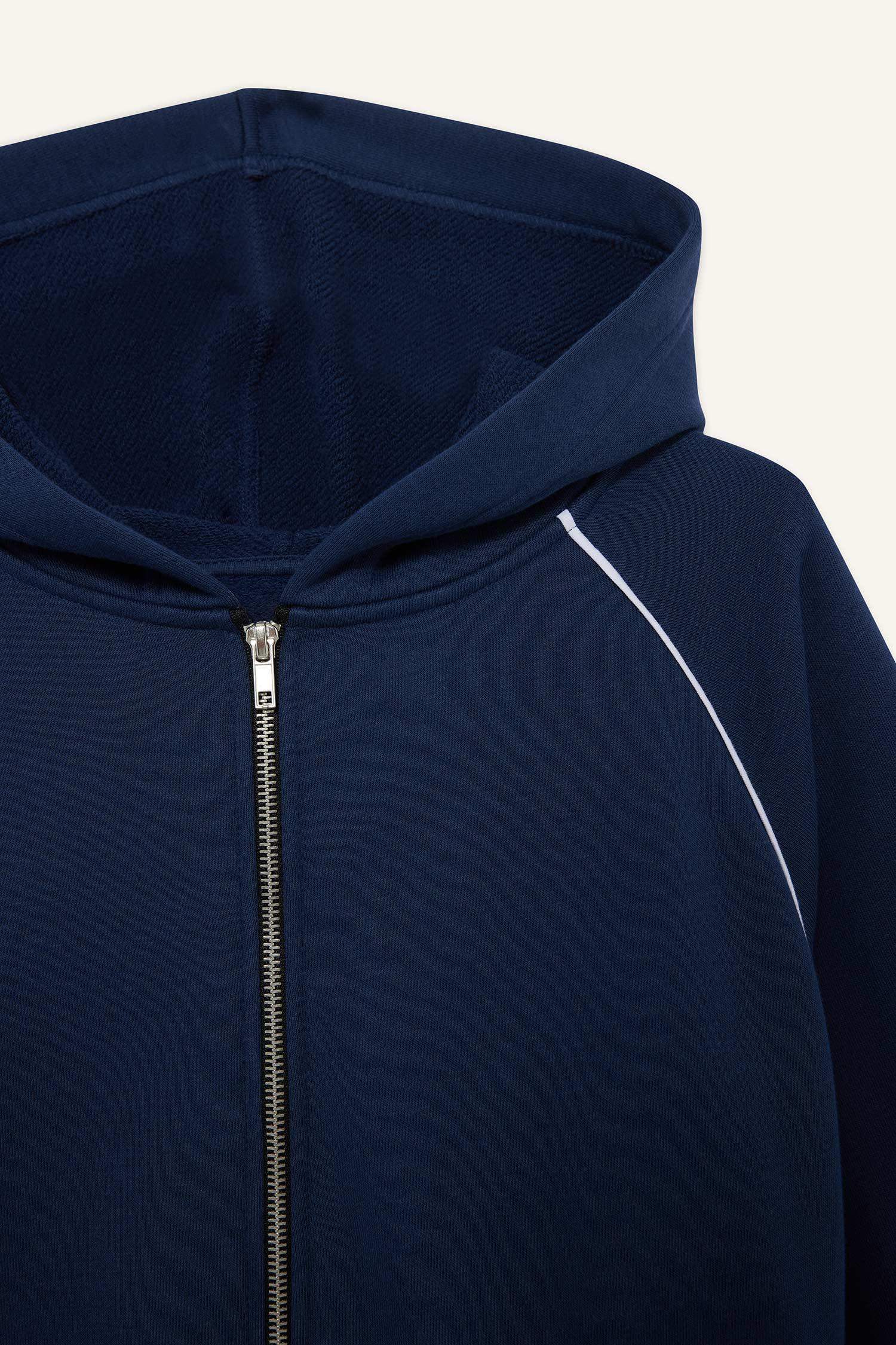 Loose Fit Hooded Zippered Sweatshirt
