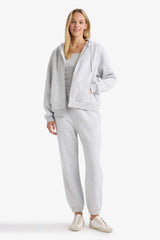 Basic Plain Pocketed Waist Tied Thick Jogger Sweatpants