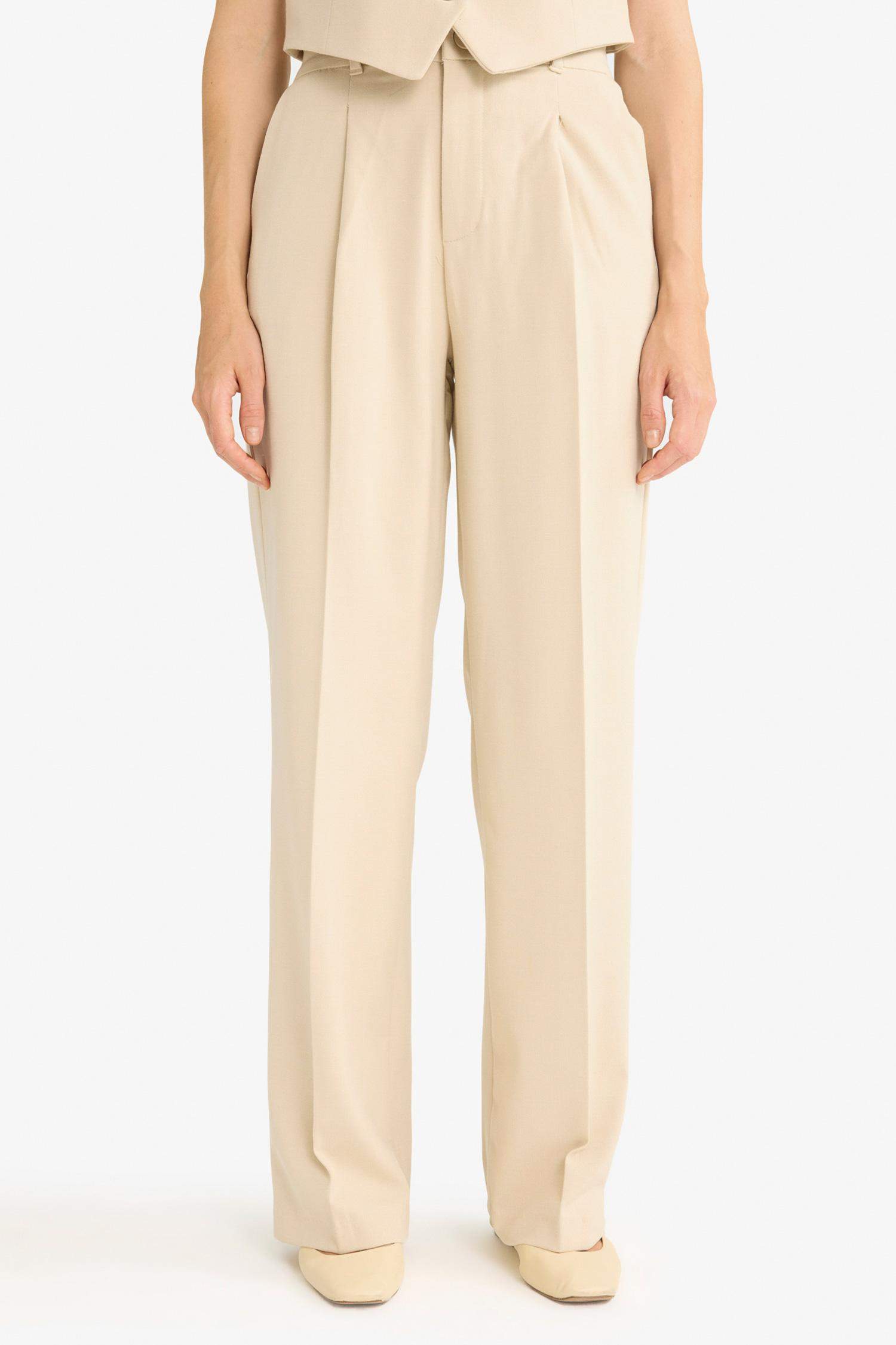 Wide Leg Zip-Up High-Waisted Standard Length Trousers