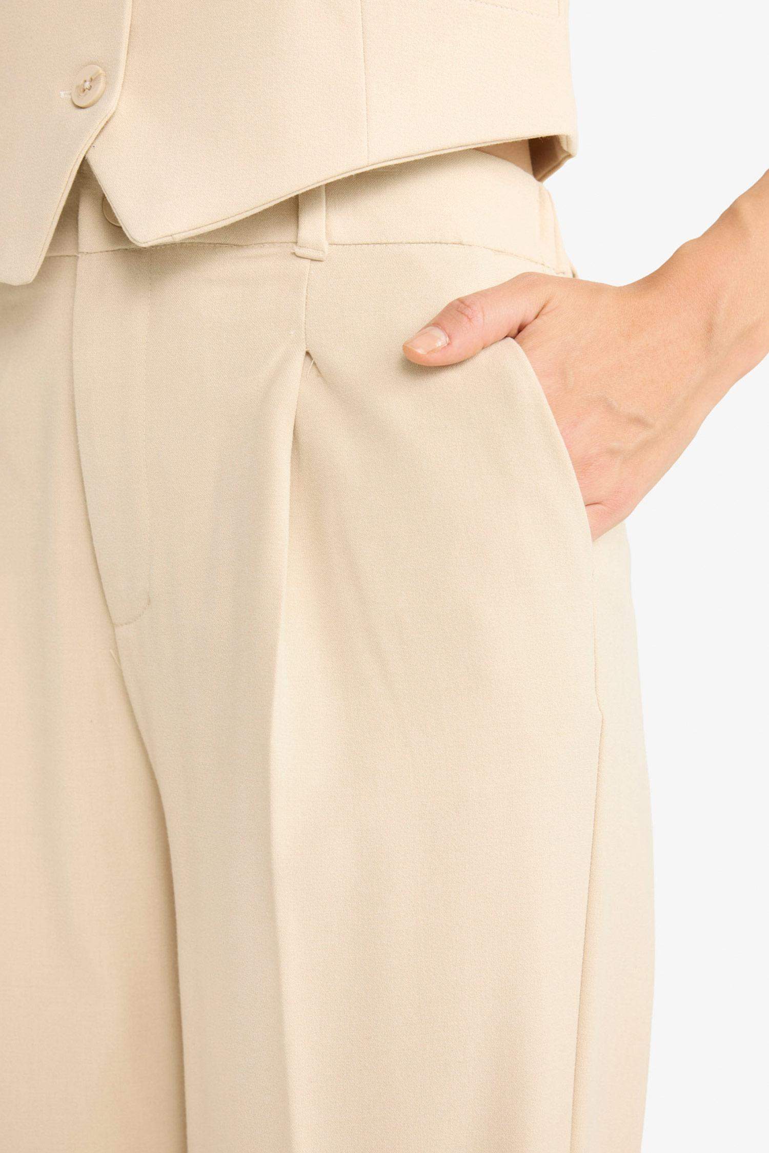 Wide Leg Zip-Up High-Waisted Standard Length Trousers
