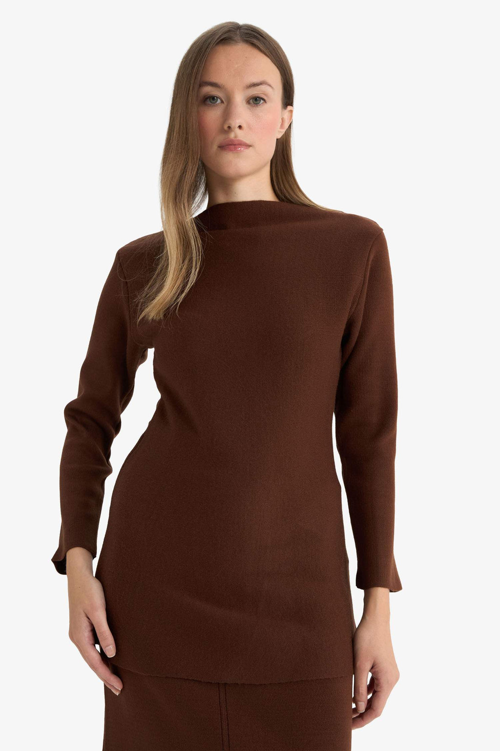 Boat Neck Long Sleeve Knitted Tunic