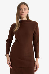 Boat Neck Long Sleeve Knitted Tunic