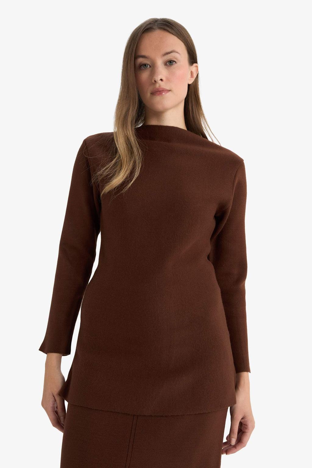 Boat Neck Long Sleeve Knitted Tunic