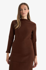 Boat Neck Long Sleeve Knitted Tunic