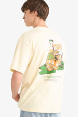 Boxy Fit Crew Neck Back Printed Short Sleeve T-Shirt