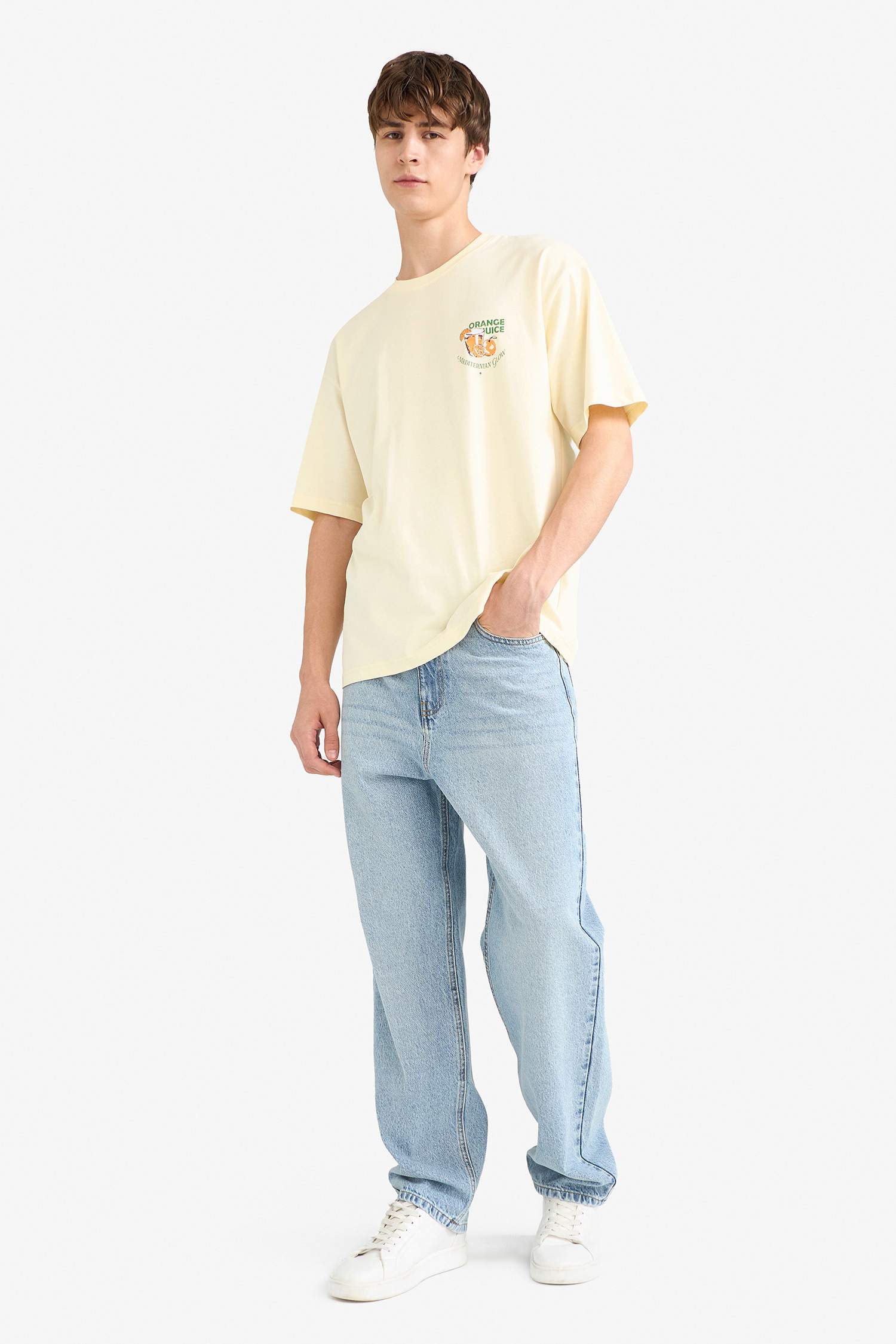 Boxy Fit Crew Neck Back Printed Short Sleeve T-Shirt