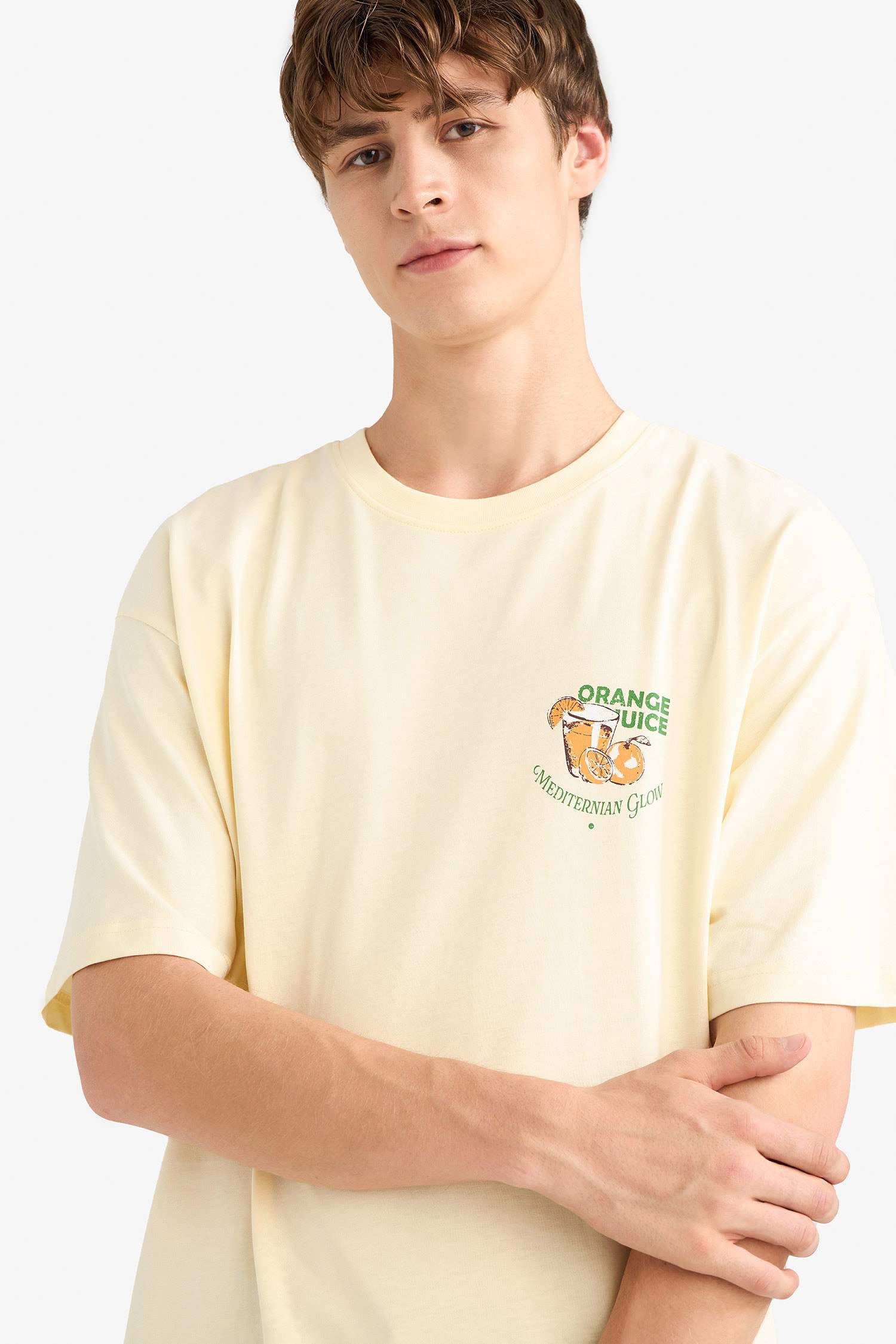 Boxy Fit Crew Neck Back Printed Short Sleeve T-Shirt