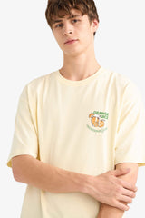 Boxy Fit Crew Neck Back Printed Short Sleeve T-Shirt