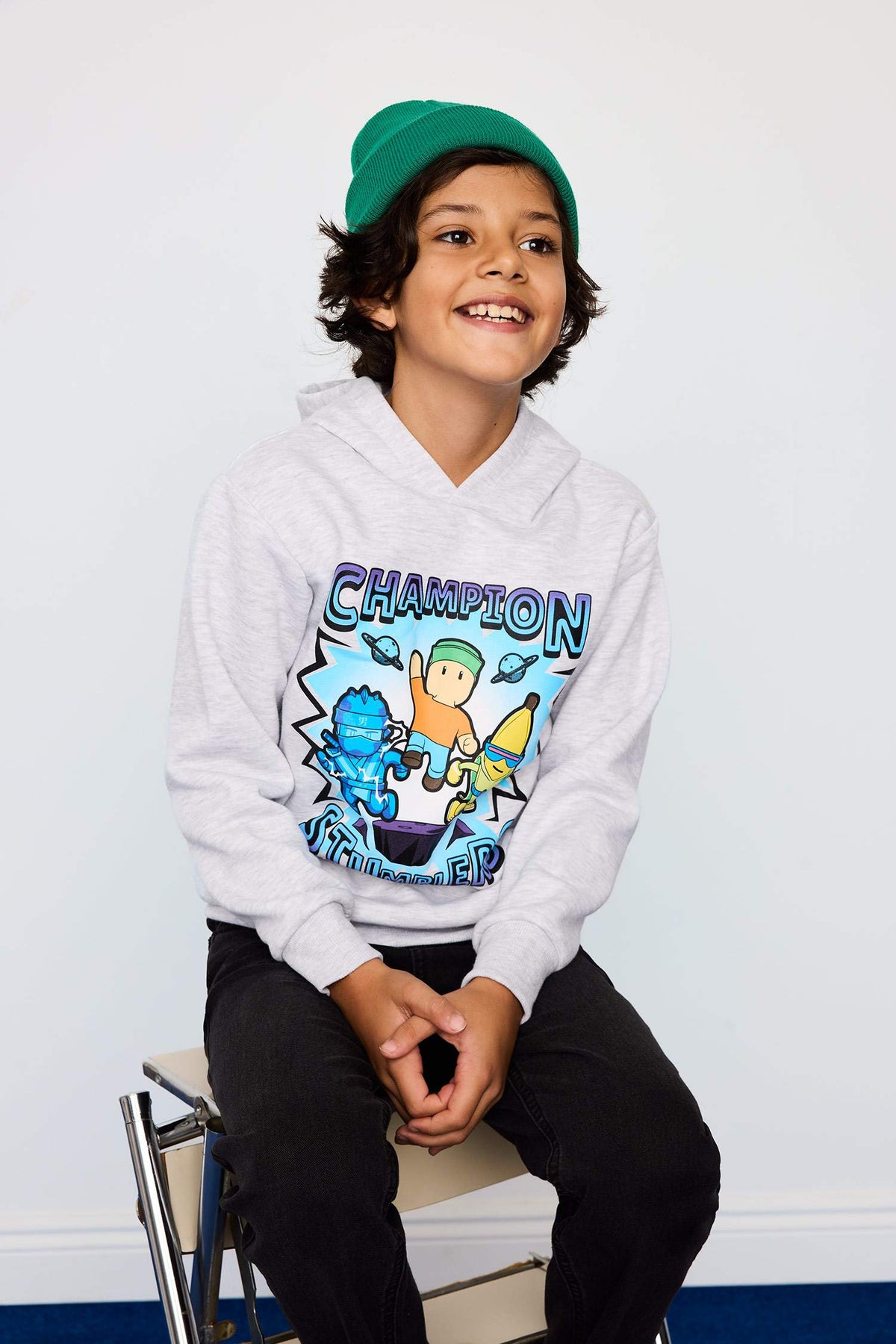 Boys Stumble Guys Hooded Sweatshirt with Soft Fur Inside