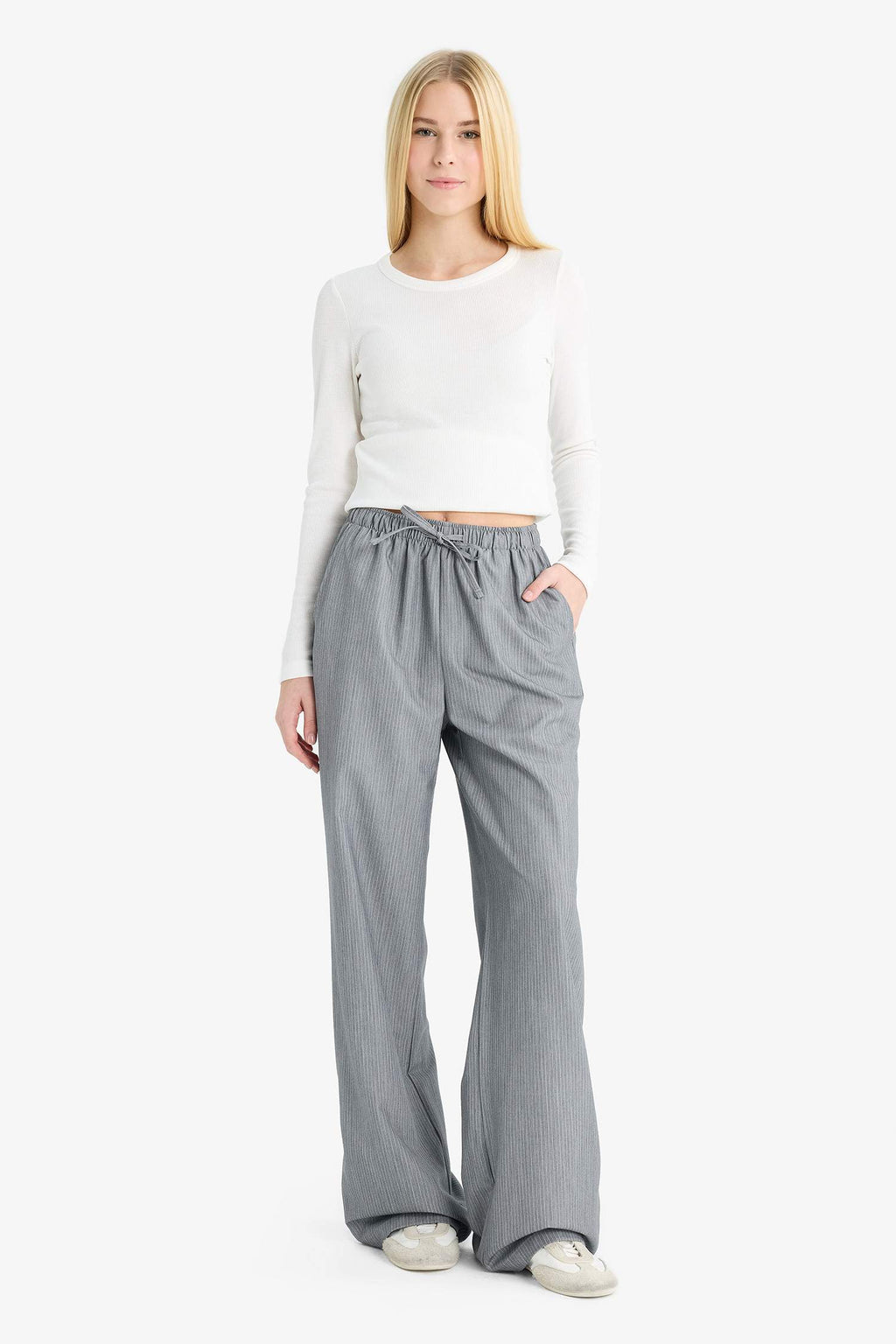Wide Leg Striped Trousers
