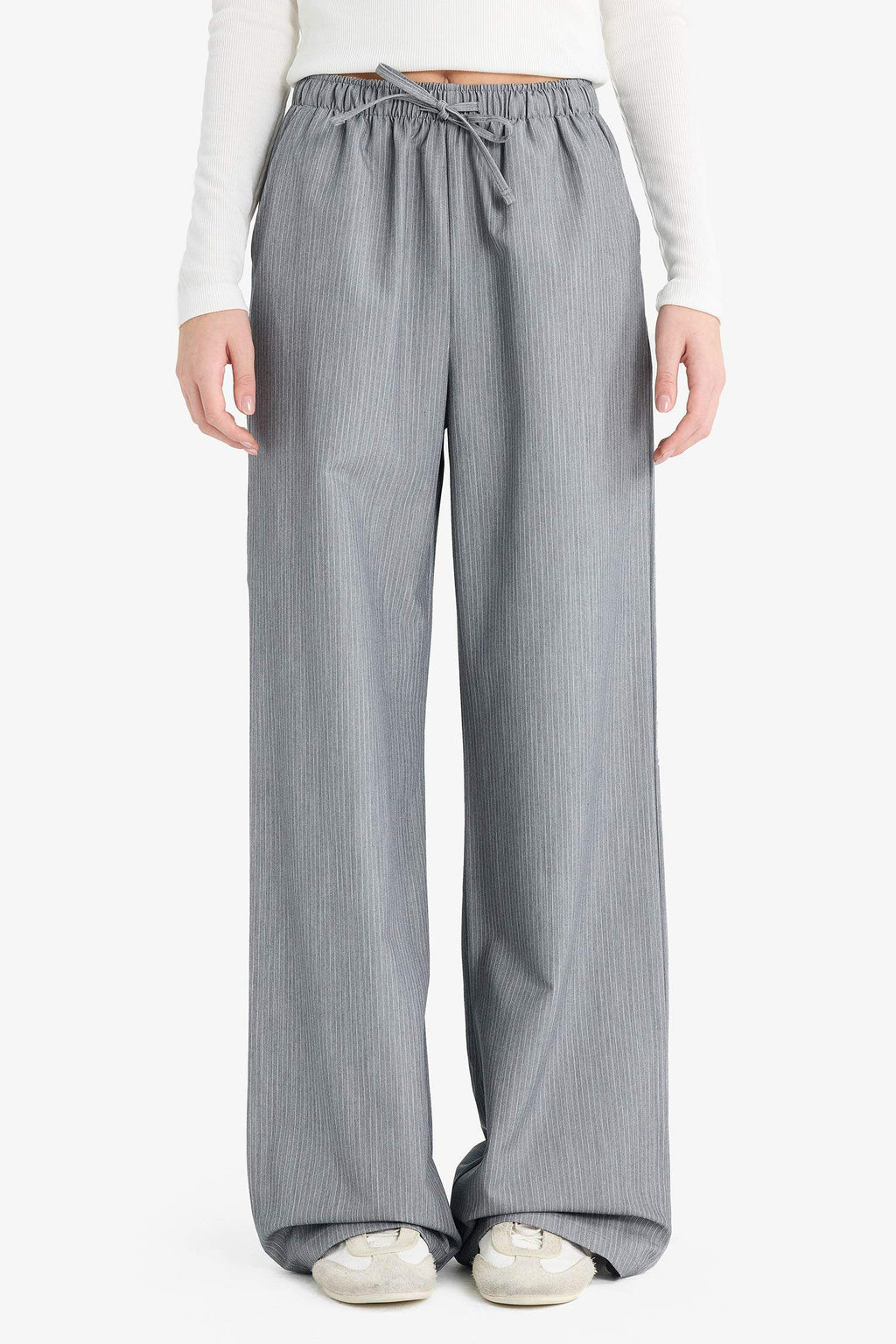Wide Leg Striped Trousers