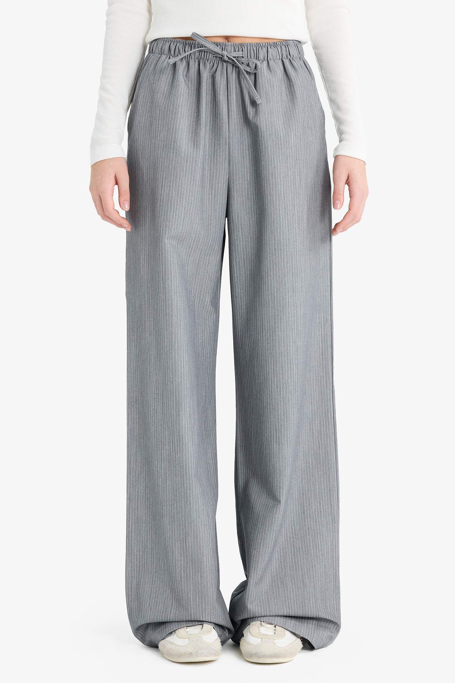 Wide Leg Striped Trousers