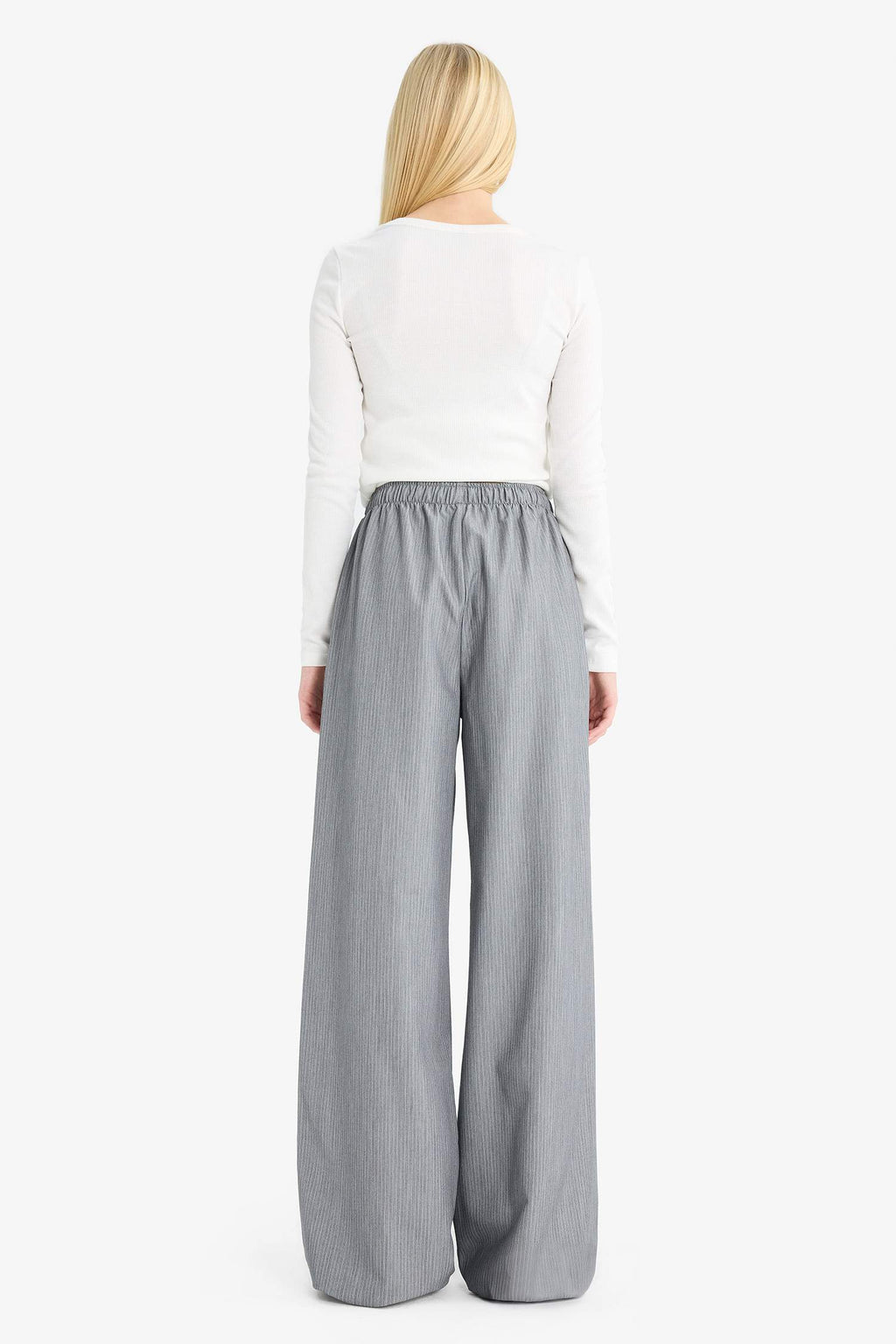 Wide Leg Striped Trousers
