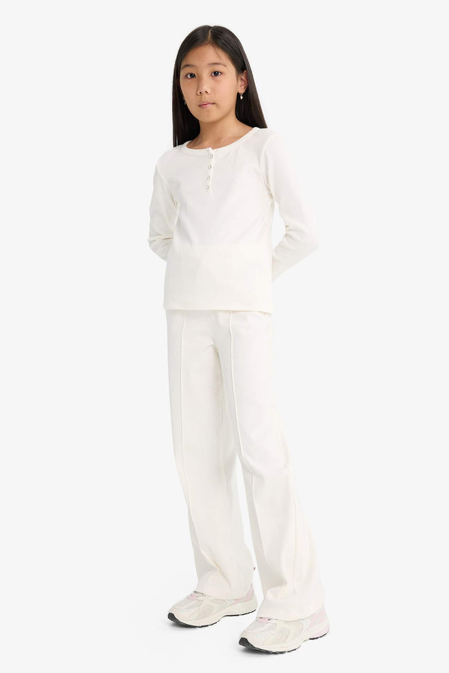 Girls Two-Piece Set: Ribbed Camisole, Long-Sleeved T-Shirt, and Sweatpants Hover Image