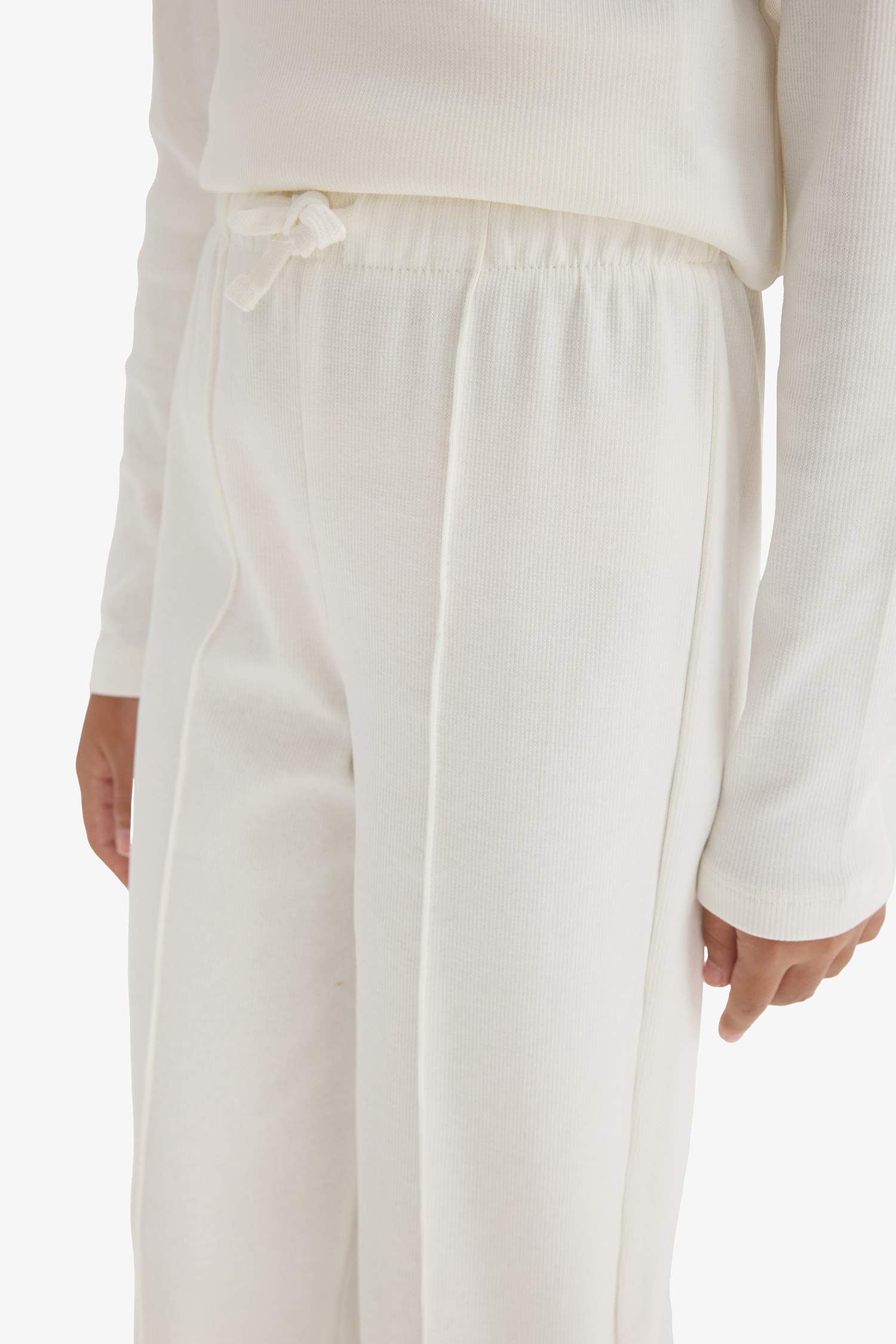 Girls Two-Piece Set: Ribbed Camisole, Long-Sleeved T-Shirt, and Sweatpants